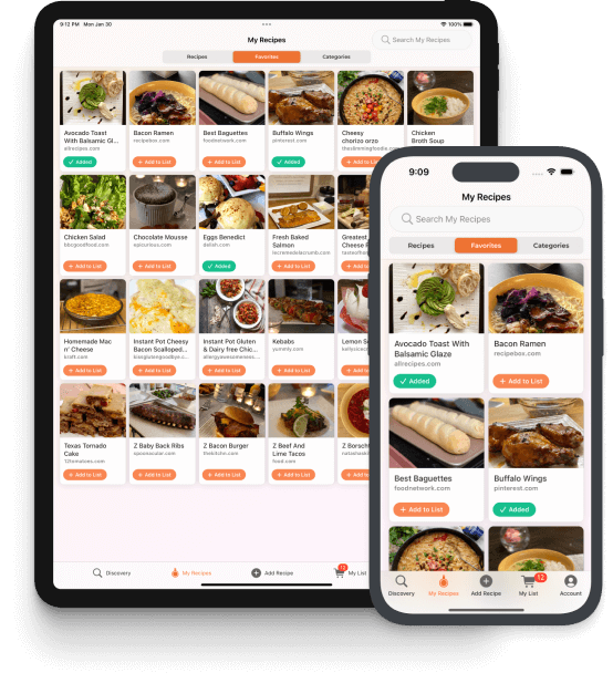 Save recipes from any app or blog